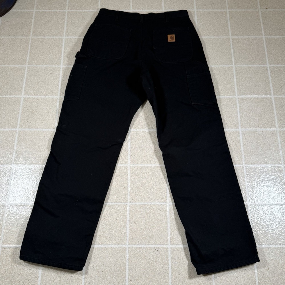 Carhartt B111 BLK Loose Original Fit Flannel Lined Carpenter Pants 32x34